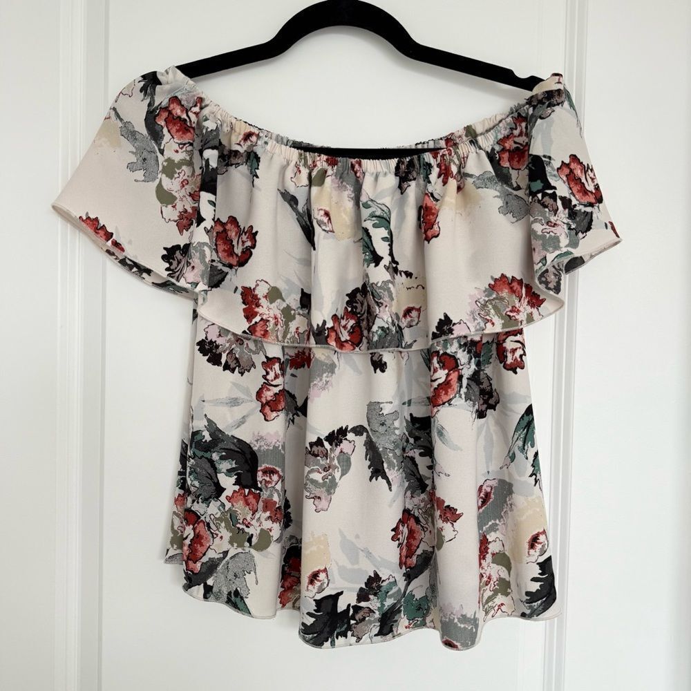 WILFRED | Floral off the shoulder 100% silk blouse